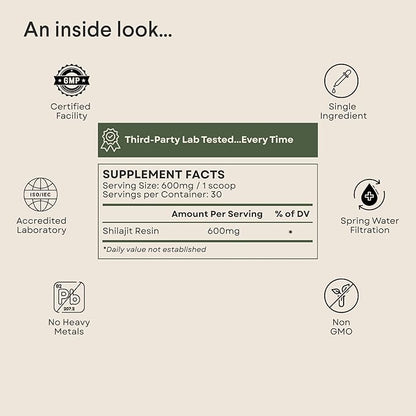 Pure Himalayan Shilajit Resin | High Potency Natural Supplement for Men | Boosts Energy, Focus & Mood | Fulvic Acid & 85+ Trace Minerals | Third-Party Lab Tested | 30 Servings