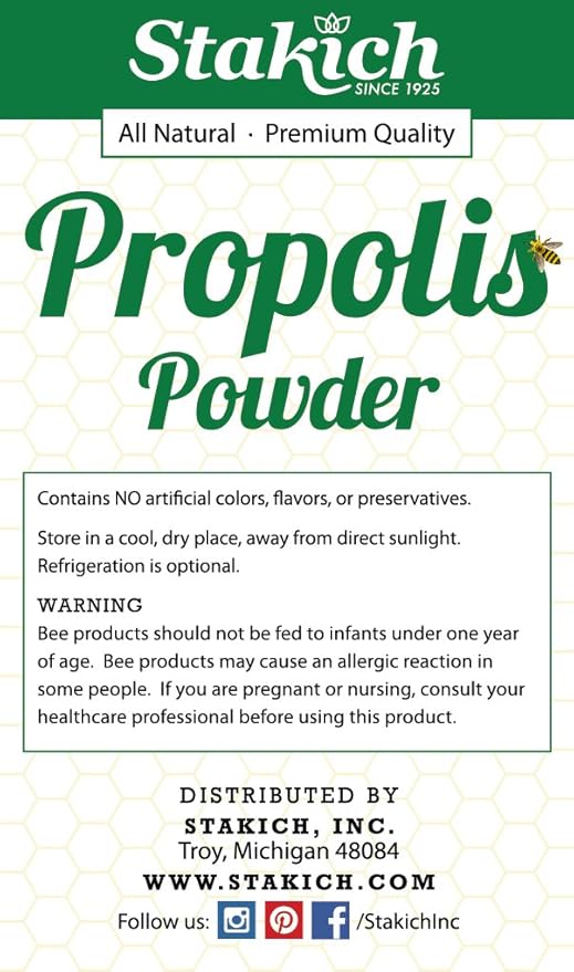 Stakich Bee Propolis Powder - All Natural- 1 Pound (16 Ounce)