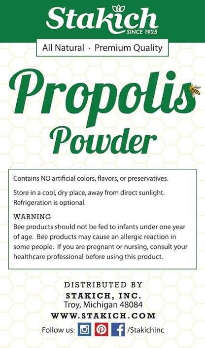 Stakich Bee Propolis Powder - All Natural- 1 Pound (16 Ounce)
