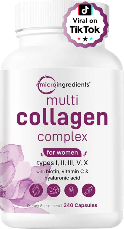 Micro Ingredients Oil of Oregano Softgels 6,000mg Per Serving & Multi Collagen Complex Bundle Pack | 4X Strength Carvacrol & Thymoquinon | Grass-Fed Collagen Peptides