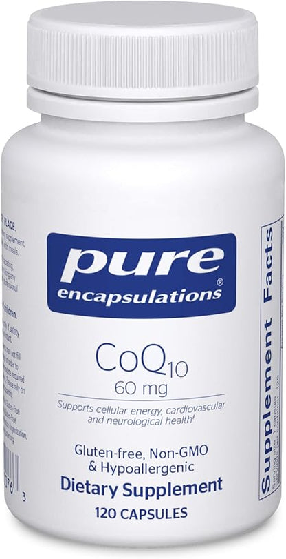 Pure Encapsulations CoQ10 60 mg | Coenzyme Q10 Supplement for Energy, Antioxidants, Brain and Cellular Health, Cognition, and Cardiovascular Support* | 120 Capsules