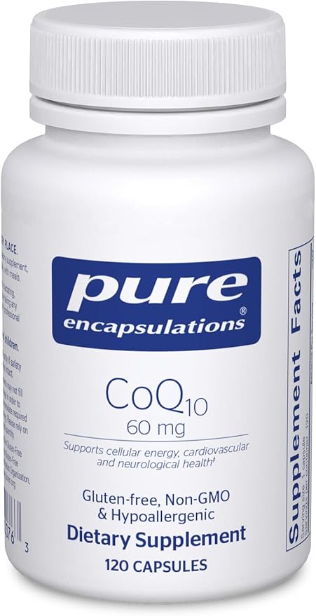 Pure Encapsulations CoQ10 60 mg | Coenzyme Q10 Supplement for Energy, Antioxidants, Brain and Cellular Health, Cognition, and Cardiovascular Support* | 120 Capsules
