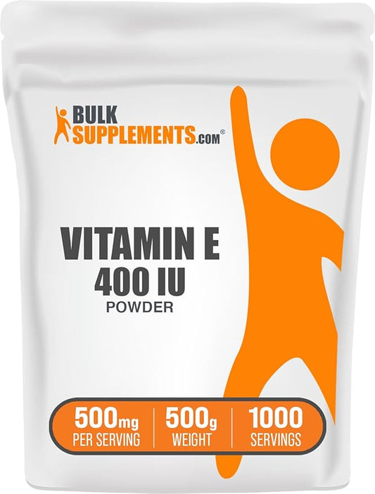 BulkSupplements.com Vitamin E 400 IU Powder - as D-Alpha Tocopherol, Nutritional Supplements - Gluten Free, 500mg per Serving, 500g (1.1 lbs) (Pack of 1)