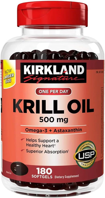 Kirkland Signature Krill Oil 500mg, 180 Softgels