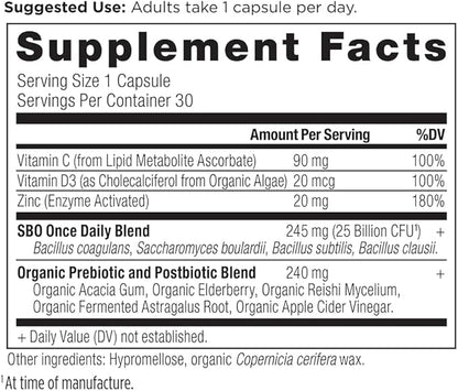 Ancient Nutrition Probiotics for Immune Support, SBO Once Daily Probiotics with Vitamin C and Vitamin D, 30Ct for Healthy Digestion and Immune System Function Support, 25 Billion CFUs*