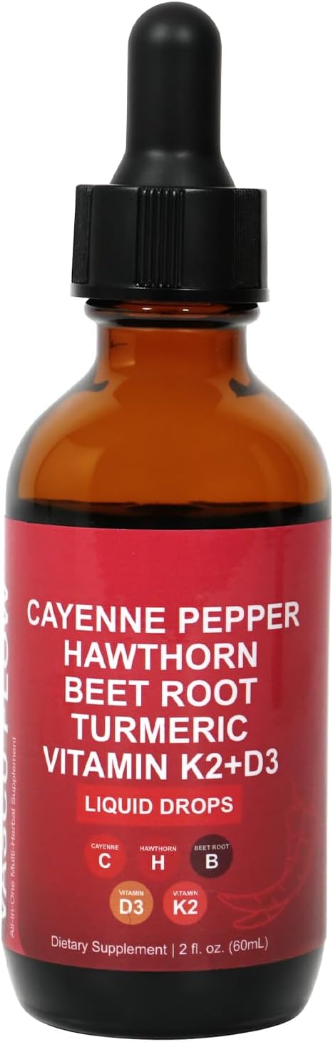 Cayenne Pepper Hawthorn Beet Root Turmeric Vitamin K2+D3 Liquid Drops (60ML)