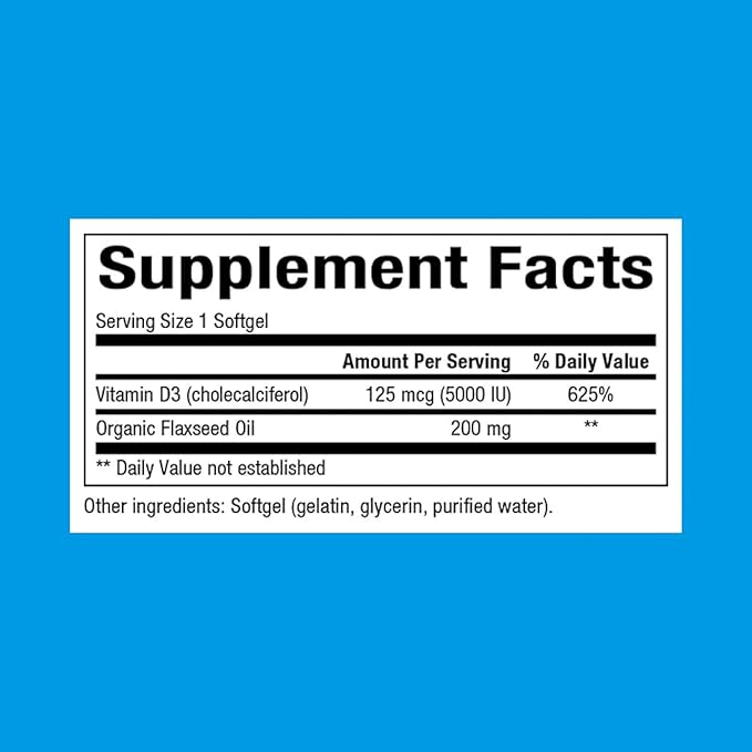 Natural Factors, Vitamin D3 5000 IU (125 mcg), Supports Strong Bones, Muscles and Immune Function, 360 Softgels