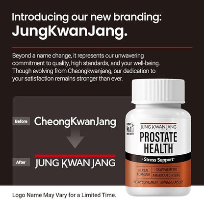 JungKwanJang Prostate Health with Saw Palmetto and American Ginseng for Prostate, Stamina, Hair Loss Support, dht Blocker, All-Natural Supplement, 60 Capsules for Men & Women