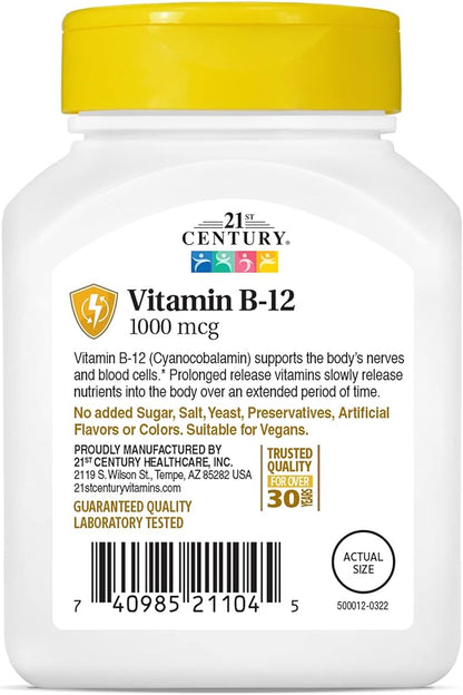 21st Century B 12 1000 mcg Prolonged Release Tablets, 110 Count (Pack of 2)