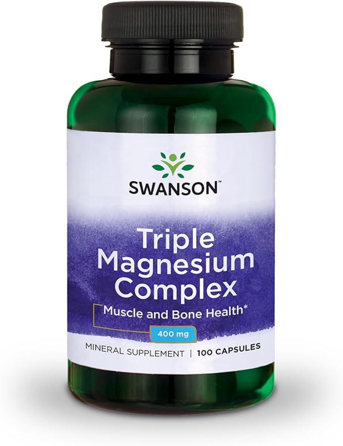 Swanson Triple Magnesium Complex - Mineral Supplement - Natural Support - Featuring Citrate, Oxide & Aspartate - (100 Capsules, 400mg Each)