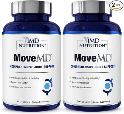 1MD Nutrition MoveMD - Joint Health Supplement - Doctor Formulated | with Collagen, Astaxanthin, and More | 60 Capsules (2-Pack)