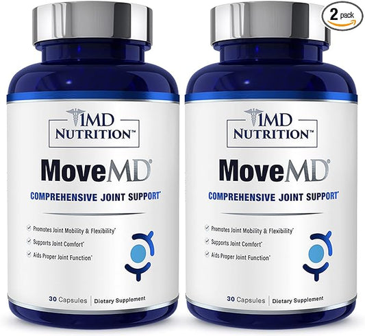 1MD Nutrition MoveMD - Joint Health Supplement - Doctor Formulated | with Collagen, Astaxanthin, and More | 60 Capsules (2-Pack)