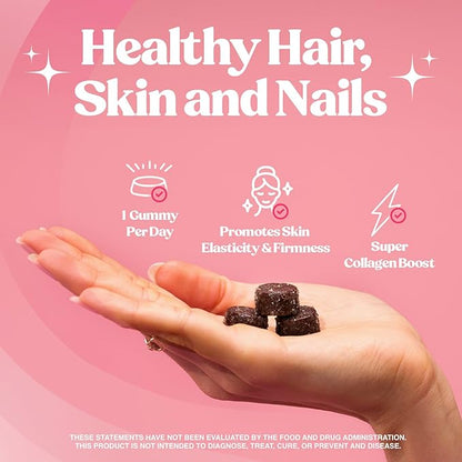 Super Cute Gummies - Mushroom Supplement for Teens - Healthy Hair, Skin, and Nails for Teenage Boys & Girls - Biotin, Chaga, Collagen Peptides, Keratin, Vitamin C, Bamboo Extract (30 Mushroom Gummies)