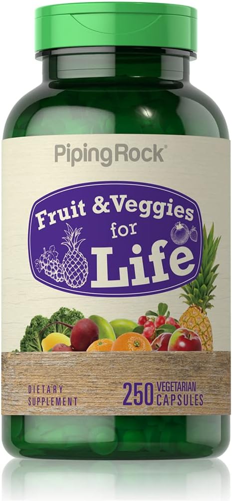 Piping Rock Fruits and Veggies Supplement | 250 Capsules | Superfood Fruit and Vegetables Vitamins | Vegetarian, Non-GMO, Gluten Free
