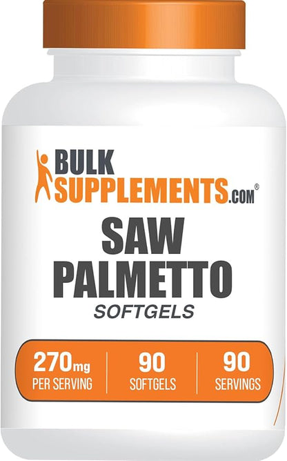 BulkSupplements.com Saw Palmetto Softgels - Saw Palmetto Supplement, Saw Palmetto 270mg - Herbal Supplement, Gluten Free, 1 Softgel per Serving, 90 Count (Pack of 1)