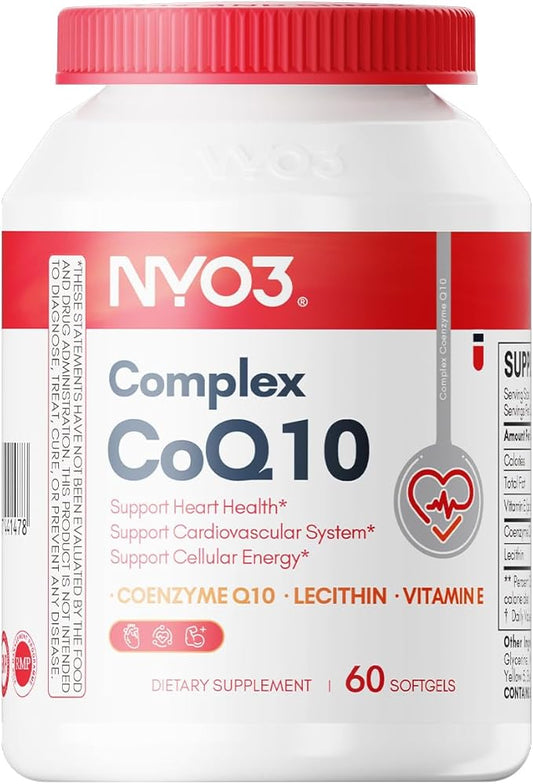 CoQ10 200mg with Lecithin,Coenzyme Q10 Vitamins E, Ultra High Absorption Antioxidant Support for Heart Health, Gluten Free, 60 Days Supply