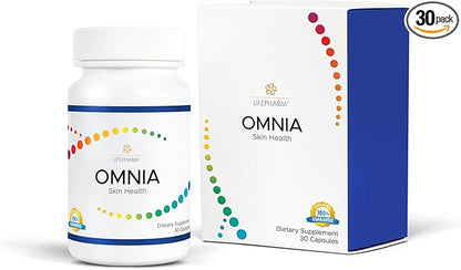Omnia - Skin, Hair, and Nails Supplement - Triple Acting Complex for Healthy and Glowing Skin - Features a Natural Blend of Vitamins, Minerals, Collagen and Other Superfoods - 30 Capsules