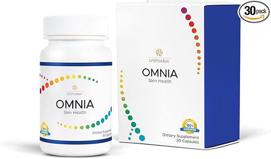 Omnia - Skin, Hair, and Nails Supplement - Triple Acting Complex for Healthy and Glowing Skin - Features a Natural Blend of Vitamins, Minerals, Collagen and Other Superfoods - 30 Capsules