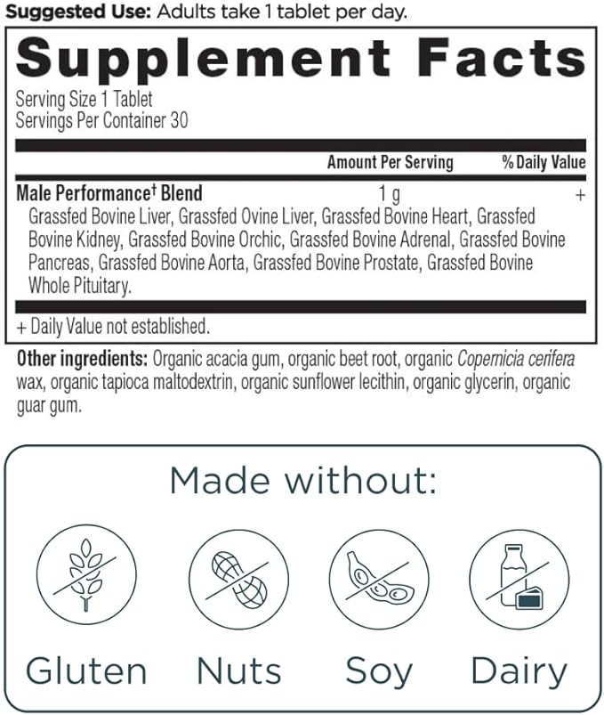Ancient Nutrition Organ Supplements for Men, Once Daily Grass-Fed and Wild Organ Complex Capsules, Liver, Prostate, Pancreas Supports Male Performance, Healthy Aging, 30 Ct