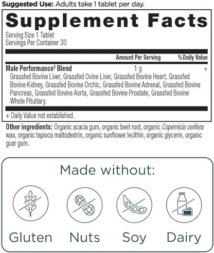 Ancient Nutrition Organ Supplements for Men, Once Daily Grass-Fed and Wild Organ Complex Capsules, Liver, Prostate, Pancreas Supports Male Performance, Healthy Aging, 30 Ct