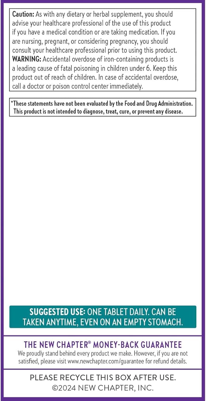 New Chapter One Daily Multivitamin for Immune, Energy & Stress Support, 20+ Nutrients Fermented with Probiotics & Whole Foods, Made with Organic Vegetables - 72 ct
