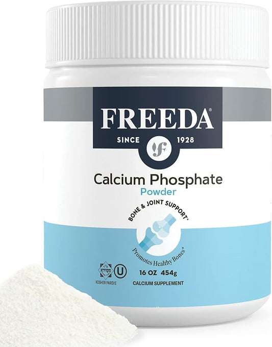 Freeda Calcium Phosphate Powder - Kosher Calcium Supplement for Men & Women, Animal Bone Health & Joint Support for Dogs & Cats - Calcium and Phosphorus Supplement - Calcium Without Vitamin D, 16oz