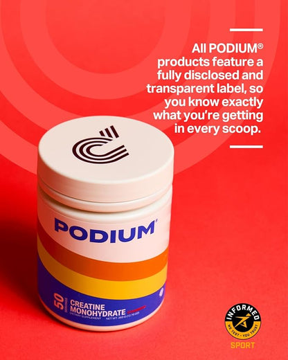 Podium Nutrition, Solos | Creatine Monohydrate, 50 Servings, Strawberry, Boost Athletic Performance