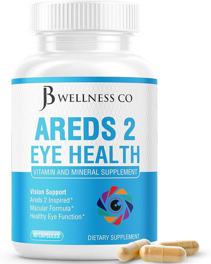 JB Wellness AREDS 2 Eye Vitamin & Mineral Supplement, Contains Lutein, Vitamin C, Zeaxanthin, Zinc & Vitamin Enhance Vision Supplement - 60 Count