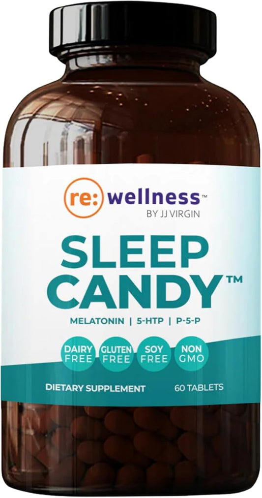 Reignite Wellness by JJ Virgin | Sleep Candy | Chewable 5-HTP Supplement with Inositol, Vitamin B6, Melatonin & L-Theanine for Adults | Lemon Flavor | 60 Tablets