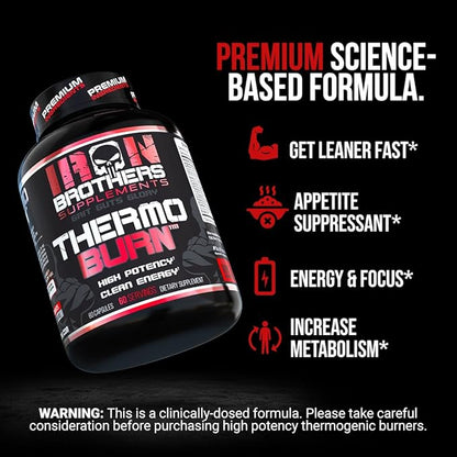 Iron Brothers Supplements Fat Burner - Hardcore Weight Loss Pills for Women & Men | Appetite Suppressant, Thermogenic Belly Fat Burner, Metabolism Booster | Weight Loss Supplement for Rapid Results