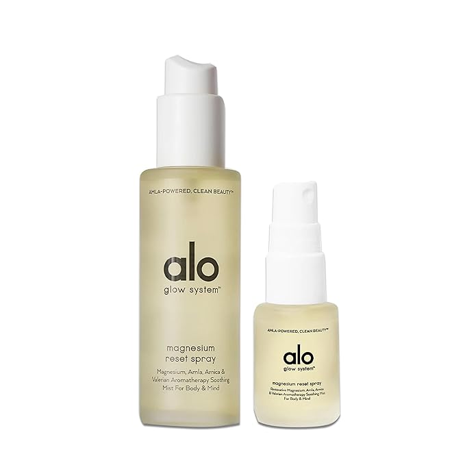 Alo Yoga Magnesium Reset Spray + Mini - Promotes Calm, Resets Body and Mind - With Soothing Magnesium, Valerian, Arnica, and Aromatherapy - 3.2 oz & 0.7 oz