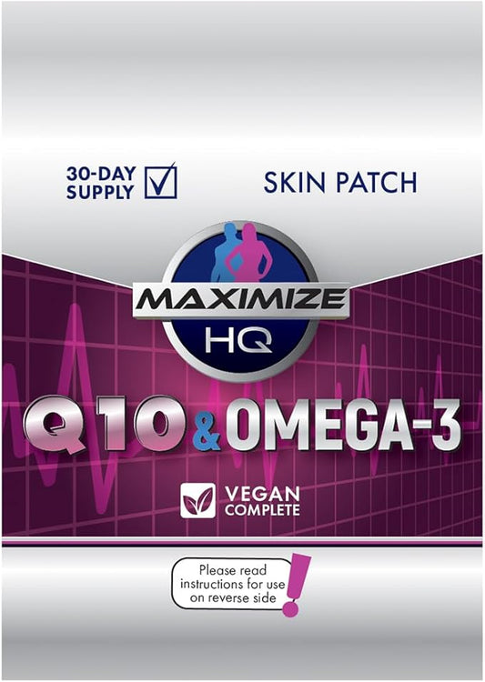 MAXIMIZE HQ Coenzyme Q10 & Omega-3 Patches - Fish Oil - 8 Hour Time-Release - Gluten Free