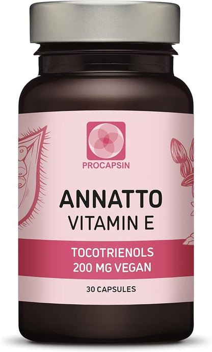 Annatto Tocotrienols Vegan Vitamin E Supplement, Tocopherol Free, Eannatto Capsules Without PAH's and contaminants - Improved from Deltagold - 200mg - Non-GMO & Antioxidant (30)