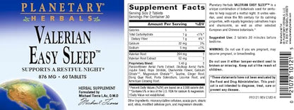Planetary Herbals Valerian Easy Sleep Tablets, 60 Count