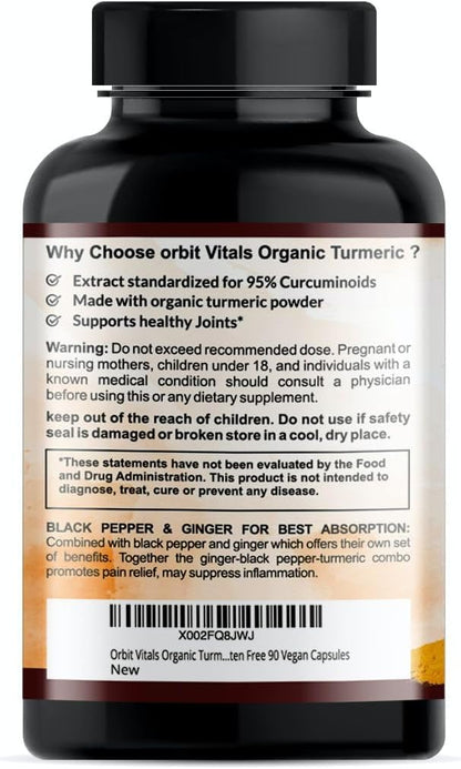 Turmeric Curcumin with Black Pepper & Ginger 2250mg - Ultra Potent Turmeric Supplement with 95% Curcuminoids & BioPerine for Joint Support, Enhanced Bioavailability, Immune Health - 90 Vegan Capsules