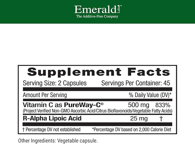 EMERALD LABS Bundle with Elderberry Plus (60 Veg Caps) & PureWay-C (90 Veg Caps) - Digestive & Immune Support with European Elderberry Extract, Vitamin C, Albion Chelated Zinc & R-Alpha Lipoic Acid*