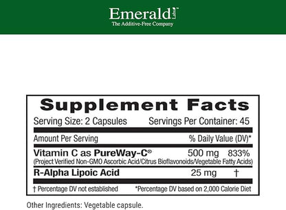 EMERALD LABS Bundle with Elderberry Plus (60 Veg Caps) & PureWay-C (90 Veg Caps) - Digestive & Immune Support with European Elderberry Extract, Vitamin C, Albion Chelated Zinc & R-Alpha Lipoic Acid*
