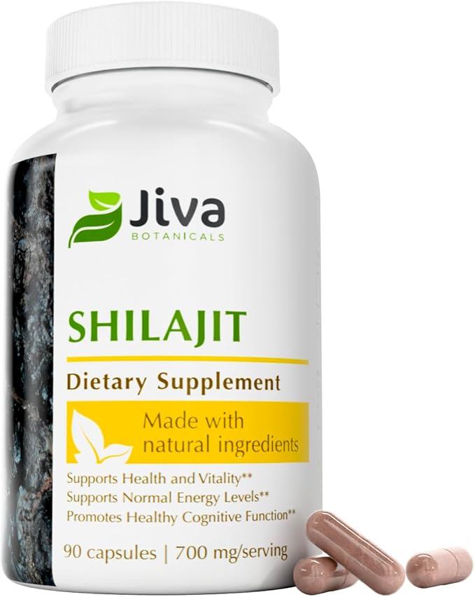 Jiva Botanicals Shilajit Capsules 700 mg – Shilajit Extract with Fulvic Acid – Shilajit Supplement for Men & Women – 90 Vegan Capsules for Daily Wellness