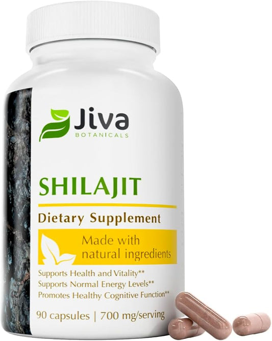 Jiva Botanicals Shilajit Capsules 700 mg – Shilajit Extract with Fulvic Acid – Shilajit Supplement for Men & Women – 90 Vegan Capsules for Daily Wellness