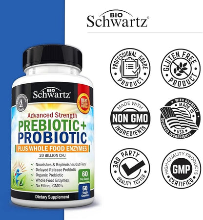 Advanced Strength Pre and Probiotics Supplement with Digestive Enzymes (2 Month Supply) Plus Elderberry with Zinc and Vitamin C for Adults Immune Support (2 Month Supply)