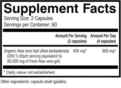 NatureCity True-Aloe 80,000mg Aloe Vera Gel Equivalent Per Serving– Made with Organic Aloe Vera (360 Capsules) Digestive, Skin and Joint Support|Small Easy-to-Swallow Pills