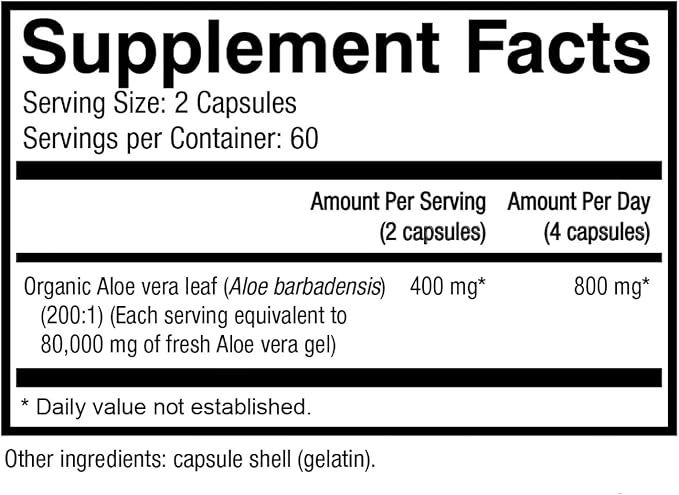 NatureCity True-Aloe 80,000mg Aloe Vera Gel Equivalent Per Serving – Made with Organic Aloe Vera (120 Capsules) Digestive, Skin and Joint Support | Small Easy-to-Swallow Pills