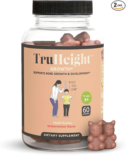 TruHeight Growth Gummies (Watermelon) Natural Growth & Development Supplement for Kids & Teens - Vitamin D, K, Calcium & Ashwaganda - Bone Strength Vitamins - Picky Eater Vitamin for Kids - Ages 5+