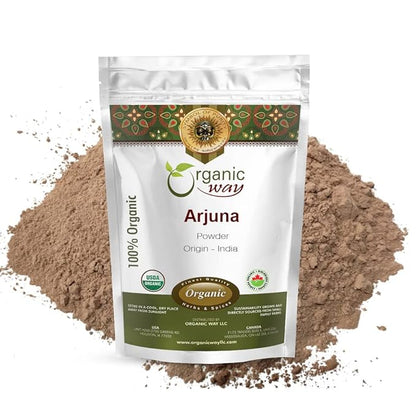 Organic Way Arjuna Bark Powder (Terminalia arjuna) - Organic & Kosher Certified | Raw, Vegan, Non GMO & Gluten Free | USDA Certified | Origin - India (1LBS / 16Oz)