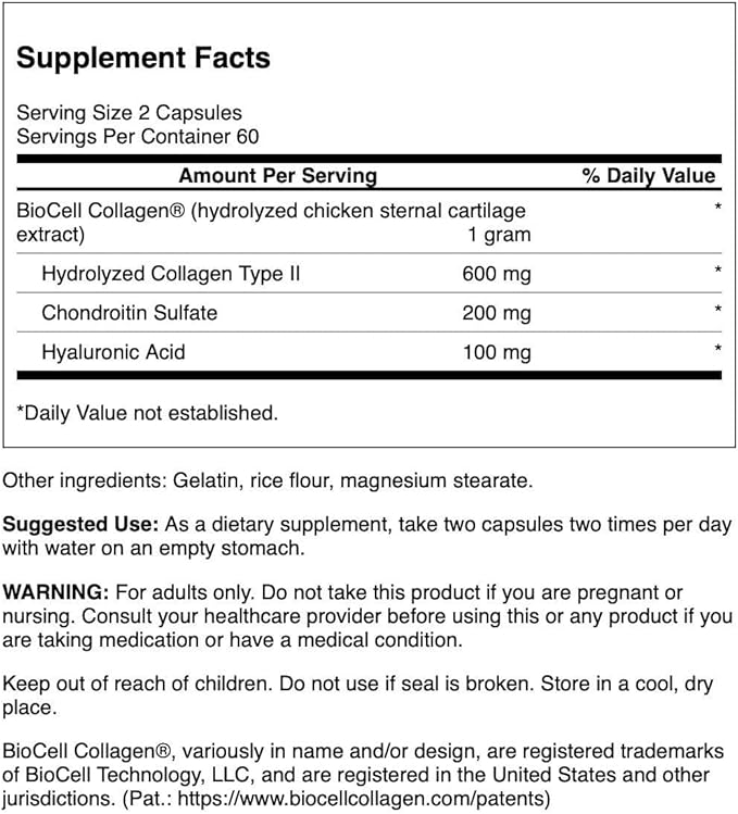 Swanson Chicken Sternum Cartilage - Collagen Type II 500mg 200 Capsules