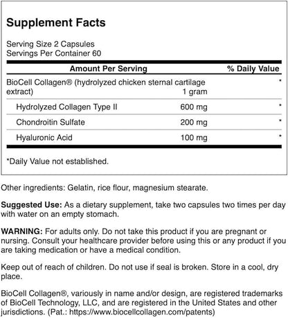 Swanson Chicken Sternum Cartilage - Collagen Type II 500mg 200 Capsules