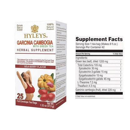 HYLEYS Tea Garcinia Cambogia Green Tea with Goji Berry Flavor - 25 Tea Bags