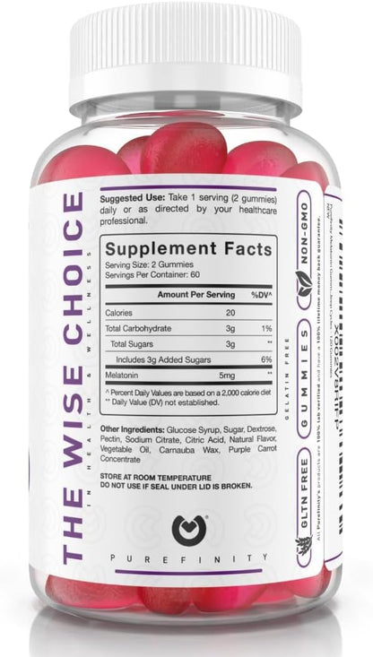Melatonin Gummies 5mg for Kids – Each Delicious Gummy is 2.5mg (2 Per Serving) for Easily Customizing Your Night, Gluten Free, Non-GMO, Vegan, 120 Count
