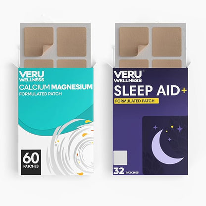 Veru Wellness Duo Lifestyle Patches - Melatonin, Magnesium - Self Adhesive Time Release Topical Patch, 8-10 Hours (32 Day Supply)