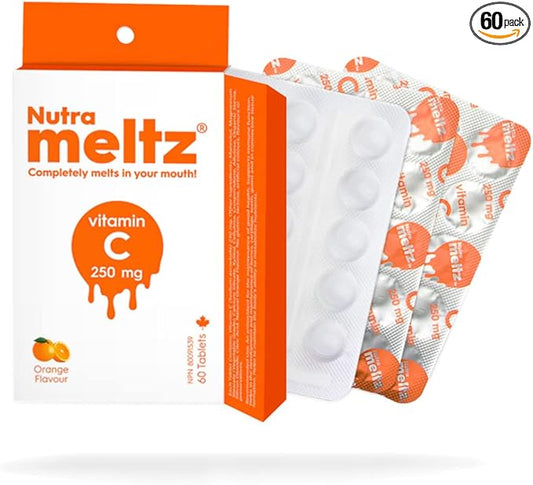 Vitamin C 250mg Tablets - Supports Immune Health, Maintains Healthy Bones & Teeth Quick Dissolving Tablets for Vitamin Deficiency – Orange Flavor (60 Vitamin C Tablets)